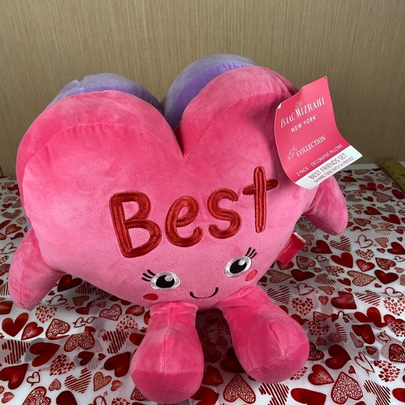 💝 Isaac Mizrahi Kids Best Friends Heart Pillow Set (2) Plush Valentine Decor NWT - Picture 3 of 10